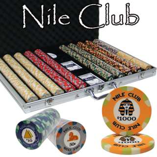 1000 Ct Nile Club Ceramic Poker Chips Set 10 Gram Wt.  