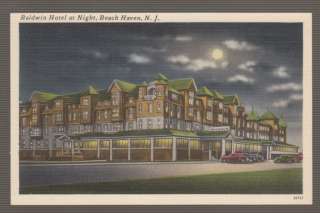 OLD POSTCARD BALDWIN HOTEL, BEACH HAVEN, LBI, N. J.  