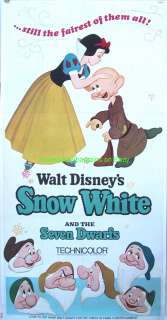 SNOW WHITE MOVIE POSTER 3 SHEET R1967 LB VG DISNEY FILM  