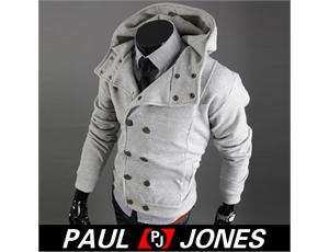 Mens Casual Hoodie Jackets double Pea Coats XS S M L Outerwear 4Colors 