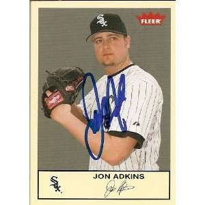   Jon Adkins Signed Chicago White Sox 2005 Fleer Card: Sports & Outdoors