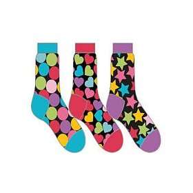   Fuzzy Anklet Socks   Black Zany Dots Hearts Stars Toys & Games