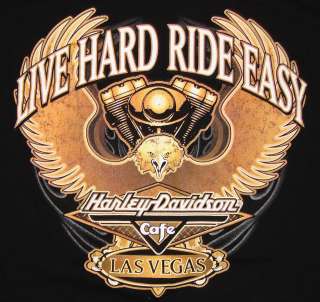    Davidson Cafe LAS VEGAS Nevada T Shirt Live Hard Ride Easy L Large
