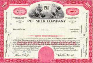 PET MILK COMPANY stock certificate  