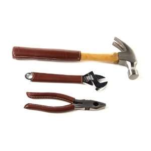  Executive Tool Set in Brown Leather   Hammer, Wrench 