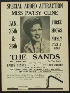 Patsy Cline,Concert Flyer,1961,Panama City,FL,Authentic  
