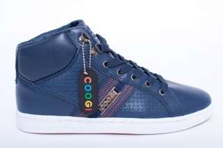   MENS COOGI YACHTSMAN NAVY BLUE LEATHER MID TOP SNEAKERS SHOES SIZE 12