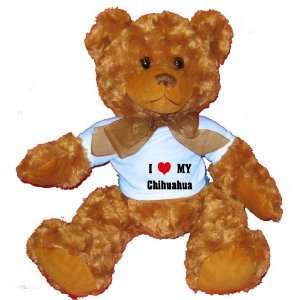   Love/Heart Chihuahua Plush Teddy Bear with BLUE T Shirt: Toys & Games
