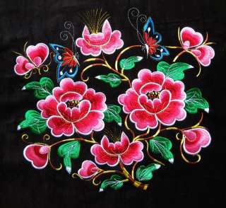Antique miao hmong machinemade embroidery flower and butterfly  