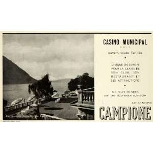 com 1936 Ad Campione Lugano Lake Casino Club Restaurant Italy Travel 