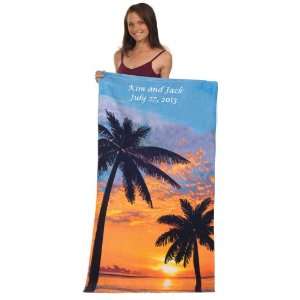  Palm Trees Personalized Beach Towel: Home & Kitchen