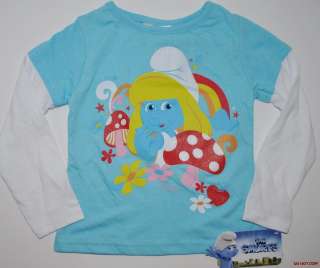 NEW THE SMURFS MOVIE SMURFETTE LONG SLEEVE SHIRT TOP size 5  