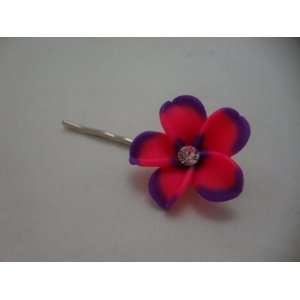    Pink and Purple Plumeria Flower Hair Bobby Pin: Everything Else