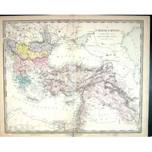   Map 1880 Turkish Empire Crete Cyprus Black Sea Greece