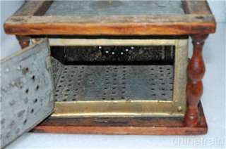Antique Carriage Foot Warmer Wood & Tin Mortise Tenon Joints  