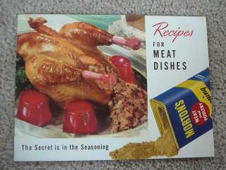 MORTONS SALT   MEATY & POULTRY SEASONING 1950 Cook Book  