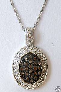 30 CT Chocolate Brown Color Diamond Sterling Silver Pendant   Oval 