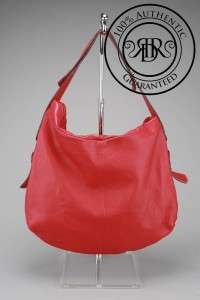TED BENSON $400 XL RED PEBBLED LEATHER SLOUCH BAG (55907)  