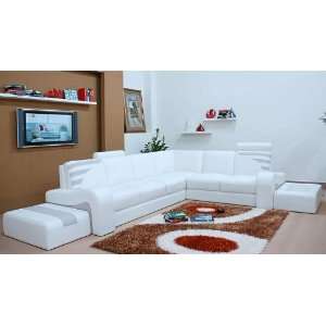 La Spezia Bonded Leather Sectional Sofa Set   White / Gray   RSF 