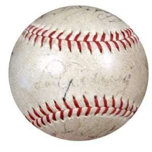Autographed Lou Gehrig Baseball   1935 18 Signatures Multi AL Harridge 