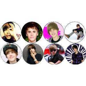  Set of 8 Justin Bieber Pinback Buttons 1.25 Pins Singer 