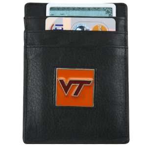 com Virginia Tech Hokies Black Leather Executive Card Holder & Money 