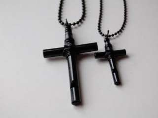 black cross whistle pendant necklace M26  