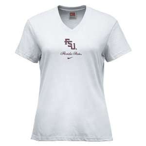   Seminoles (FSU) White Ladies Classic Logo T shirt: Sports & Outdoors