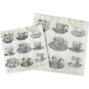  Teacups Pewter Cocktail Napkins