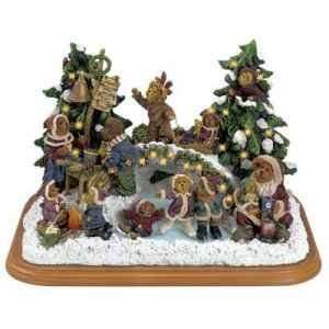  Boyds Bears Lighted SKATING PARTY Sculpture Danbury Mint 