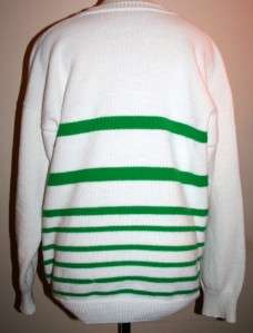 St. Patricks Day Lucky Shamrock White Green Sweater M L  