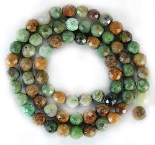 5mm Faceted Natural Green Opal Round Beads 15.5  