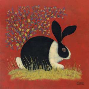 Blue Berry Bunny Lisa Hilliker Framed Picture Print Art  