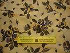 Big Blue Roses on Pale Yellow Cotton Fabric By Yard
