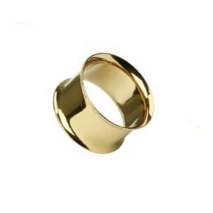  Pair (2) Gold Plated Double Flare Ear Plugs Hollow Tunnels 