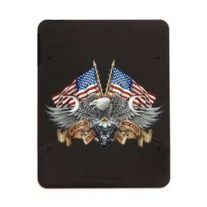 iPad 5 in 1 Case Matte Black Eagle American Flag and Motorcycle Engine 