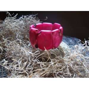 Tagua Nut Brasalet Fushia handmade jewelry