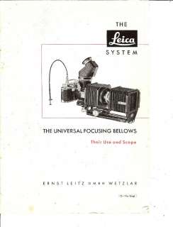 The Leica System: The Universal Focusing Bellows, Their Use and Scope 