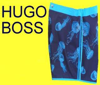 NEW $69 Mens HUGO BOSS Blue Jellyfish MEDUSA SWIM SUIT Trunks w/2 side 