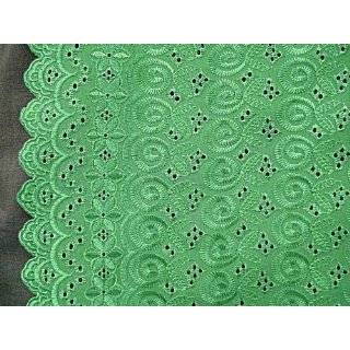 Sea Green Allover Cotton Eyelet Embroider Fabric 44 By the Yard