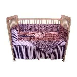  Pink and Brown Damask 4 Piece Crib Set: Baby