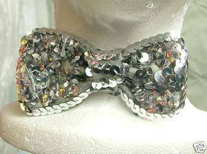 New Silver Sequin Bowtie Necktie Stage Costume Bow Tie  