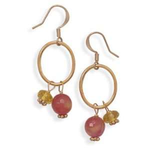  Copper Earrings With Fire Agate and Glass Jewelry