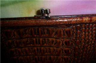 Vintage BRAHMIN Checkbook/CLUTCH Wallet ~CROC Textured PECAN/Brown 