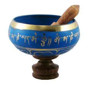   Bowl  Blue 6 Inch Om Mani Mantra Bowl:  Kitchen & Dining