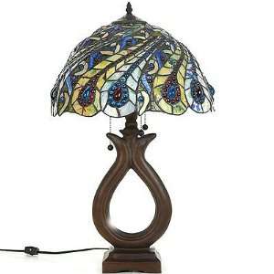  Swirling Peacock Table Lamp w/ Teardrop Base: Home 
