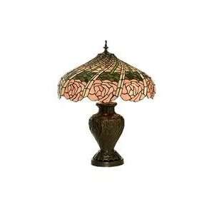  Meyda Tiffany 81461 Rose Swirl   Three Light Table Lamp 