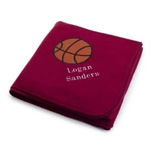  Personalized Basketball Design On Burgundy Fleece Blanket 