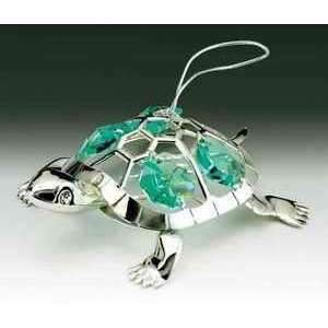   Turtle Silver Plated Swarovski Crystal Ornament Figure: Home & Kitchen