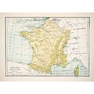  1907 Print Map France Revolution Marne Bordeaux Haute Dijon 
